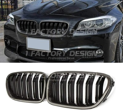 Real Carbon Fiber Front Grille Kidney Dual Line For BMW 5 Series F10 F11 F18 M5