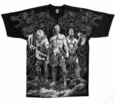 Gothic Metal Wikinger Viking Valhalla Walhalla Shirt T-Shirt Krieger Wölfe 