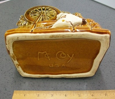 Vintage McCoy Planter Dog w Spinning Wheel Brown flower pot, Cat, scotty Dog USA