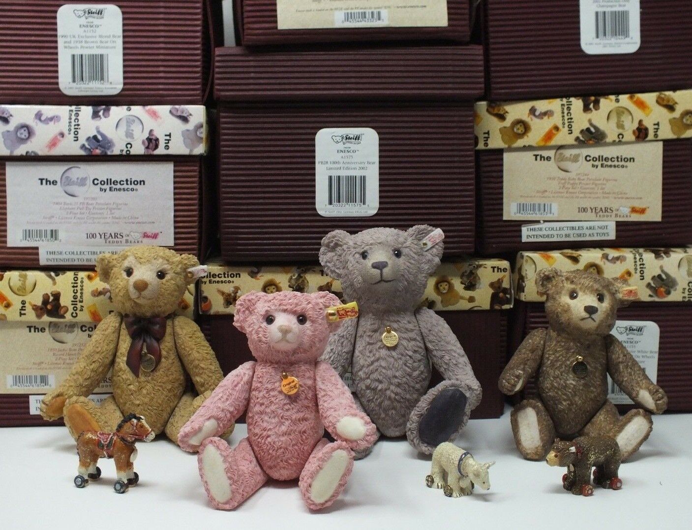 The Steiff Collection by Enesco Porcelain Teddy Bear & Pewter Miniature