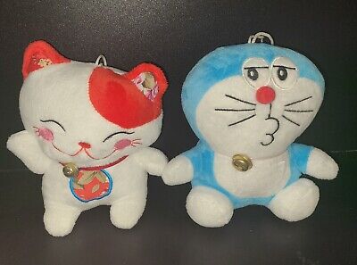 Doraemon 6" plush window clinger & Lucky Cat Maneki Neko toy stuffed animal 