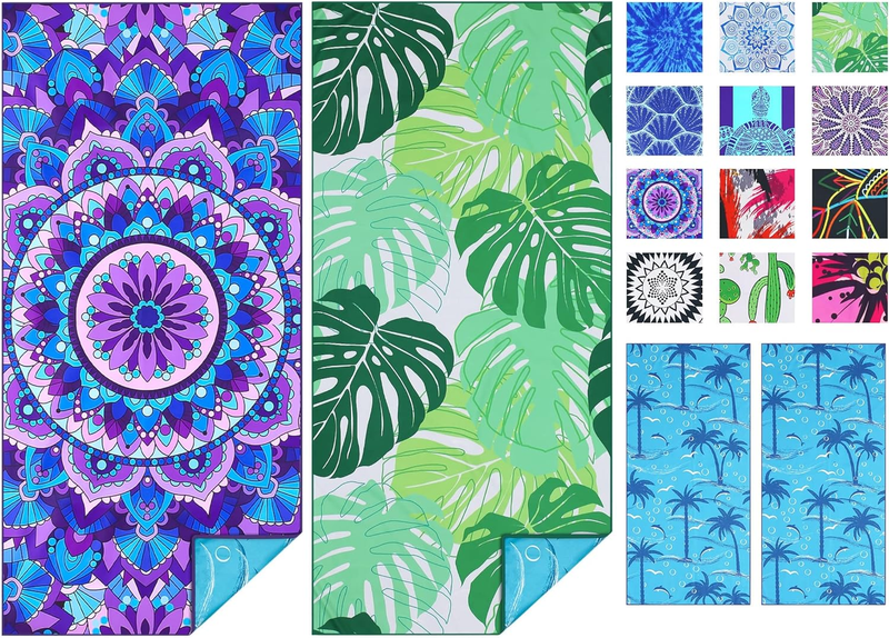 2 Pack Microfiber Thin Beach Towel Lightweight 71X32 Oversized...