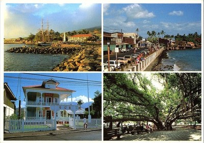Alte Lahaina Stadt Maui Postkarte 1985 Banyan Tree Vorne Strasse Pioneer Inn