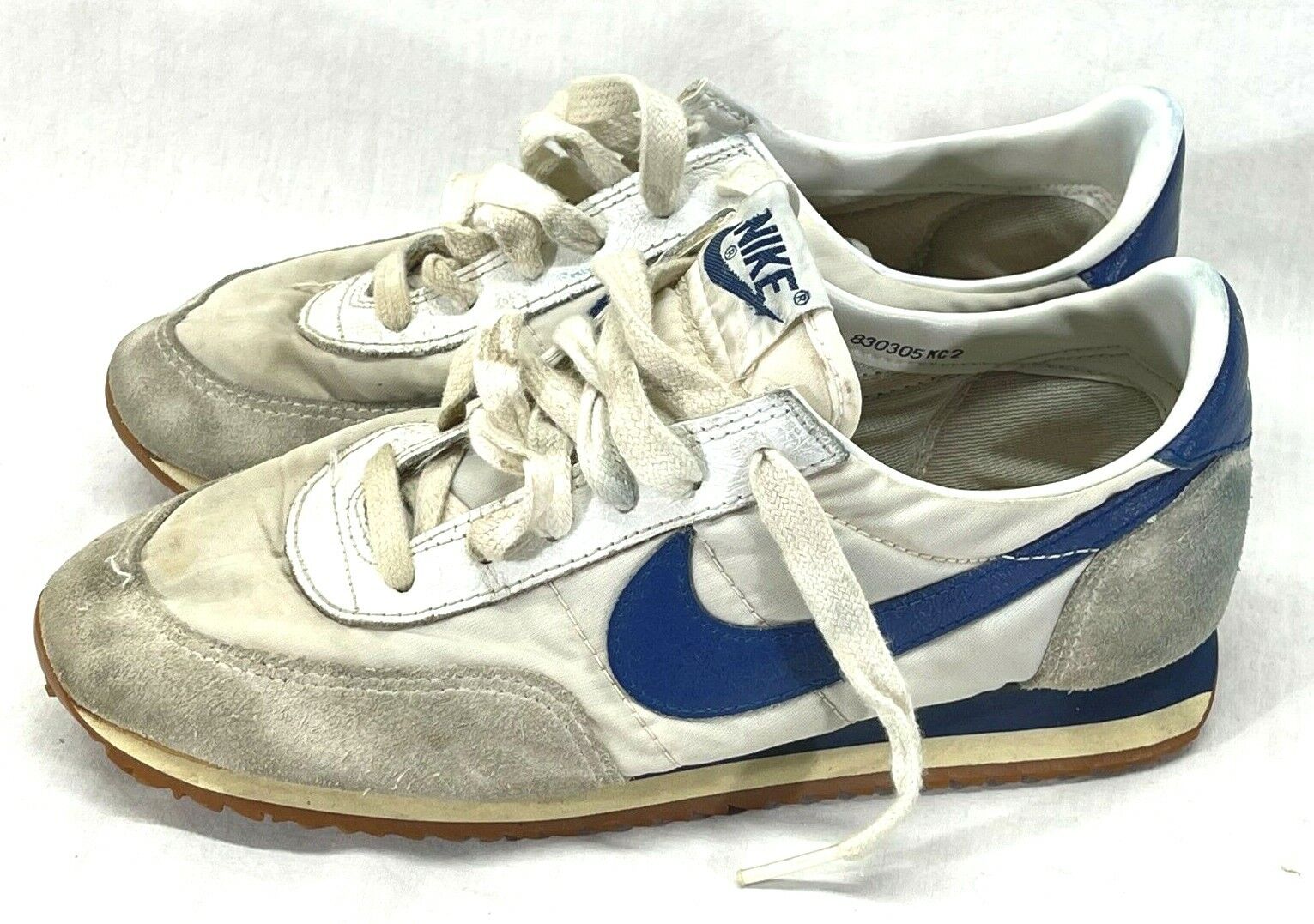 Vintage Nike Running Shoes 70s 80s White Gray With Blue Vintage Nike Running Shoes 70s 80s White Gray With Blue