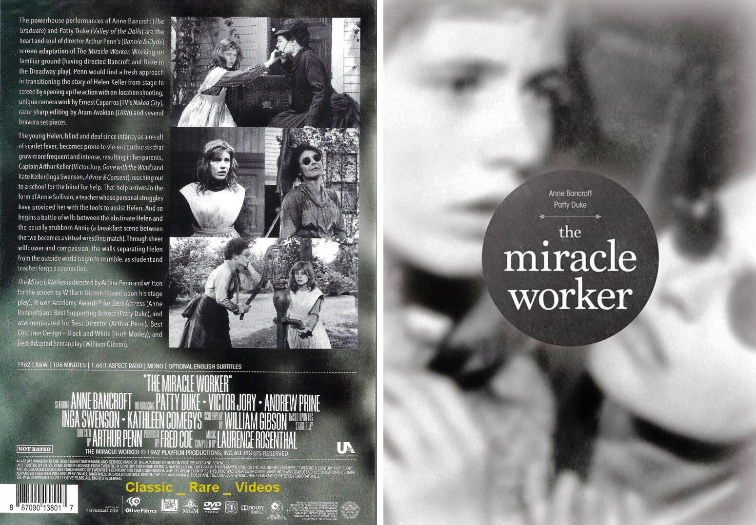 The Miracle Worker ~ DVD ~ Anne Bancroft, Patty Duke (1962