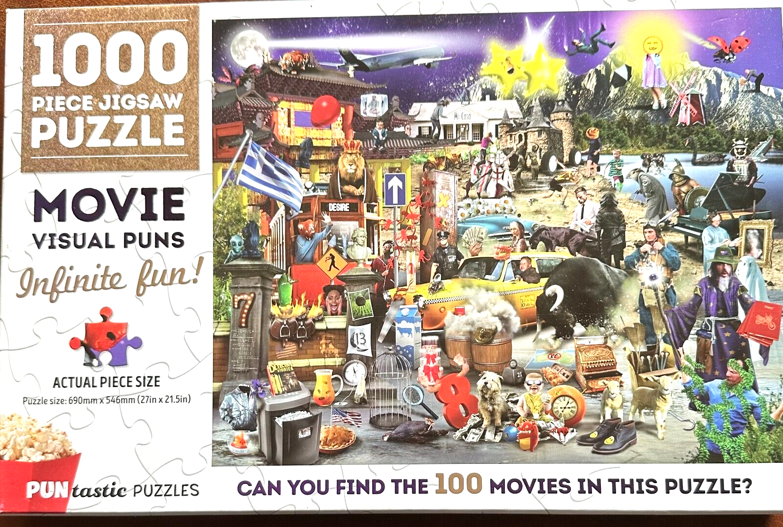 Movie Visual Puns COMPLETE 1000 pc Puzzle with List of 100 Movies