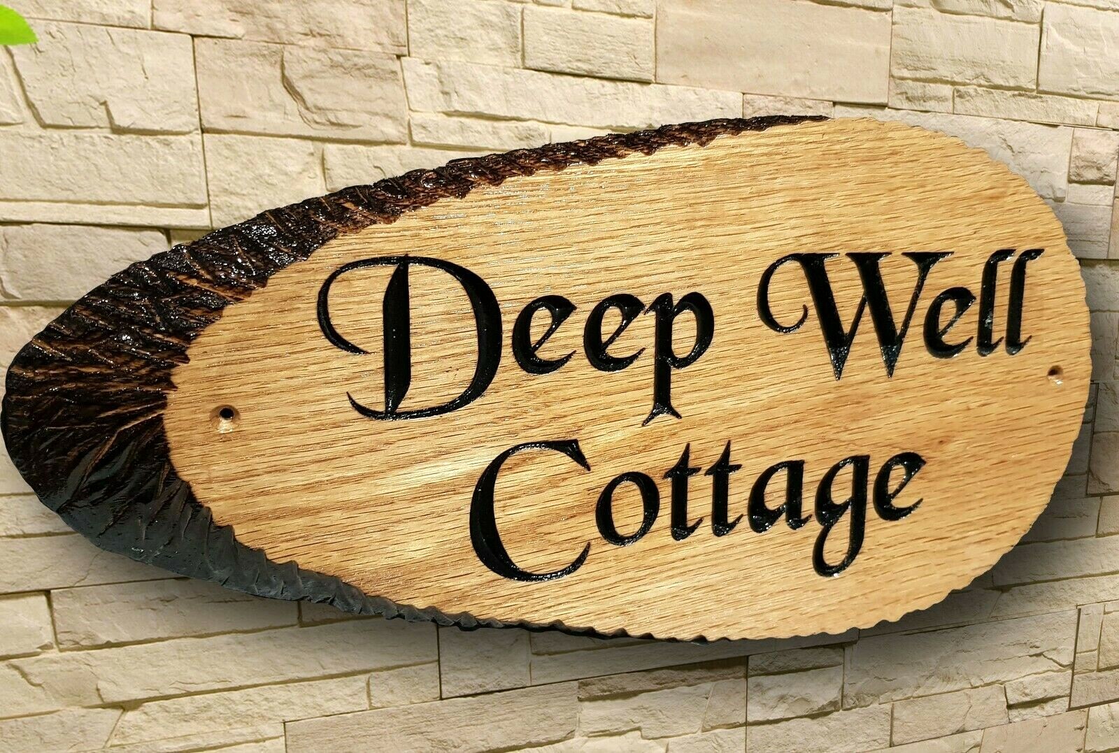 Personalised Oak Carved Wooden House Name Sign Address Plaque Live