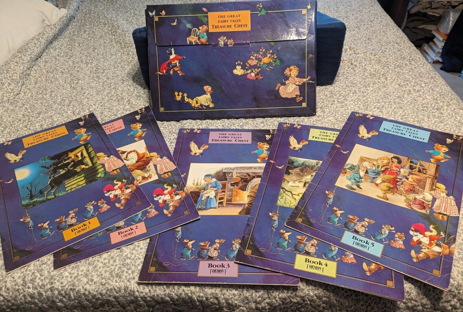 The Great Fairy Tales Treasure Chest, 5 lg books, vg, 1980s