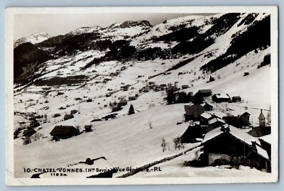 Chatel Vonnes Haute Savoie France Postcard General View c1930's RPPC Photo