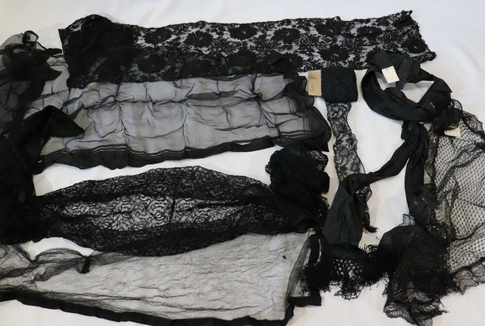 Vintage Black Lace Trim & Scarf Lot