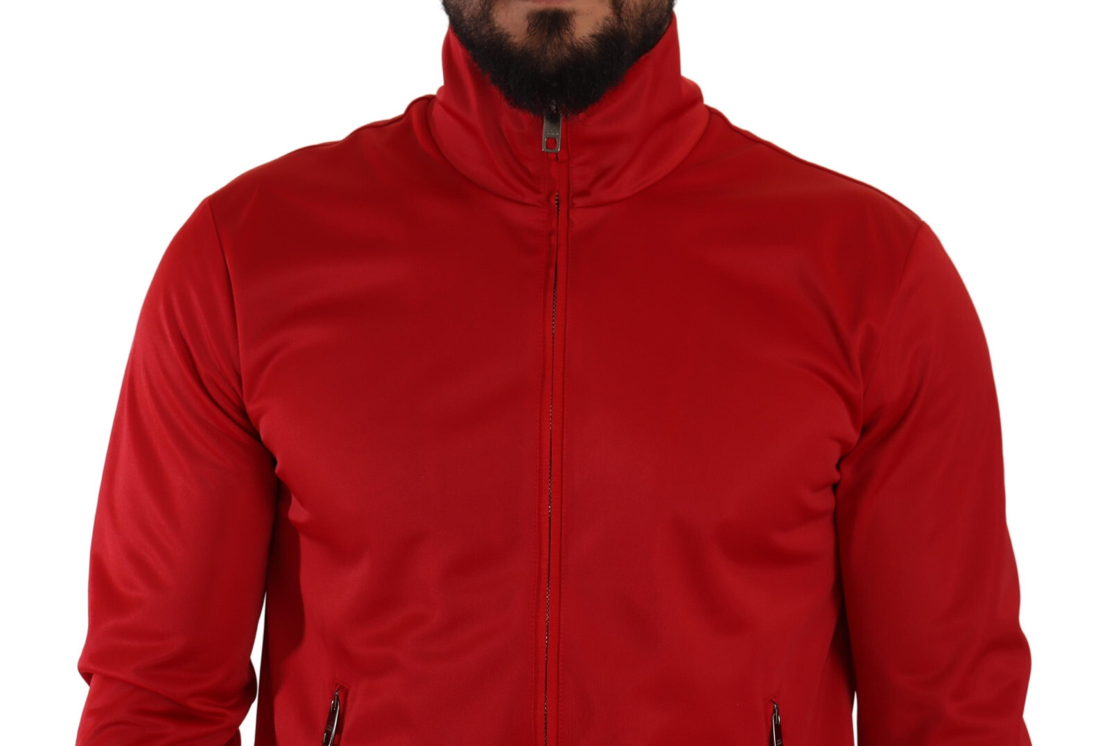 

DOLCE - GABBANA Свитер красный с молнией во всю длину и длинными рукавами DNA Sport Gym IT48 / US38
