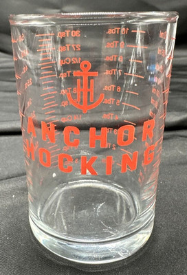 Vintage Anchor Hocking Measuring Cup Glass ml, tbs, tsp, 5 oz, ounces, 3.5'' Tall