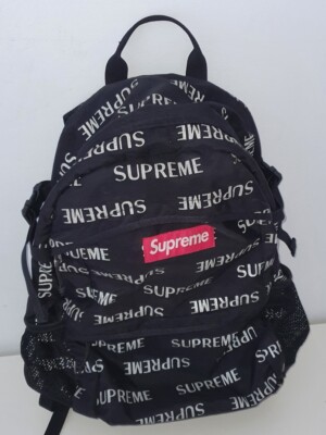 FW16 Supreme 3M Reflective Repeat backpack Black Bag Cordura Fabric Red box logo