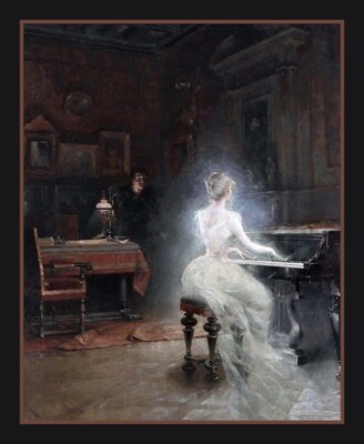 Ghost Playing the Piano BIG MAGNET 3.5 X 4.5 inch Vintage Art Image