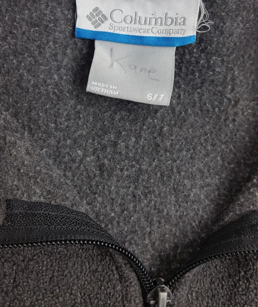 Columbia Youth Unisex 6/7 Black & Dark Gray Zip Front Fleece Jacket