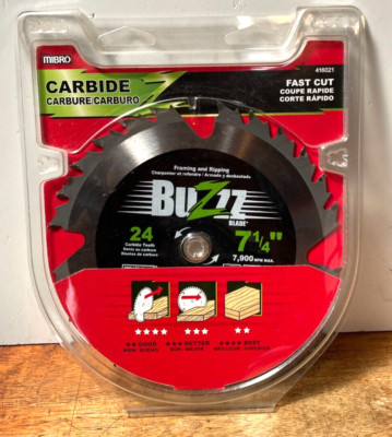 Mibro 7-1/4'' Carbide Cross Cut Buzzz Blade Fast Cut 24 Carbide Teeth for Ripping