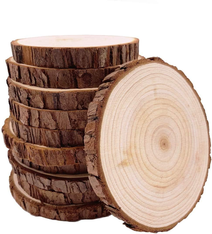 Holzscheiben 10 Stücke Holz Log Scheiben 11-12Cm Unvollendete Holzkreise Ungeboh