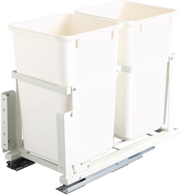 Silverline Double Soft Close Pull-Out Waste Bin with Under-Mount Slides,44L Capa