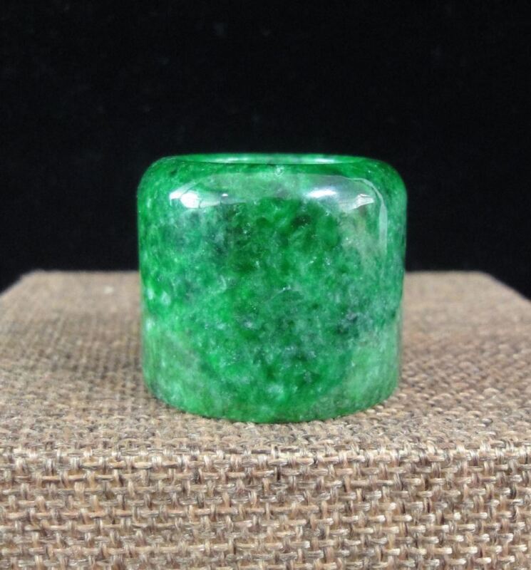 Large Old Chinese Natural Green Jadeite Emerald Thumb Ring