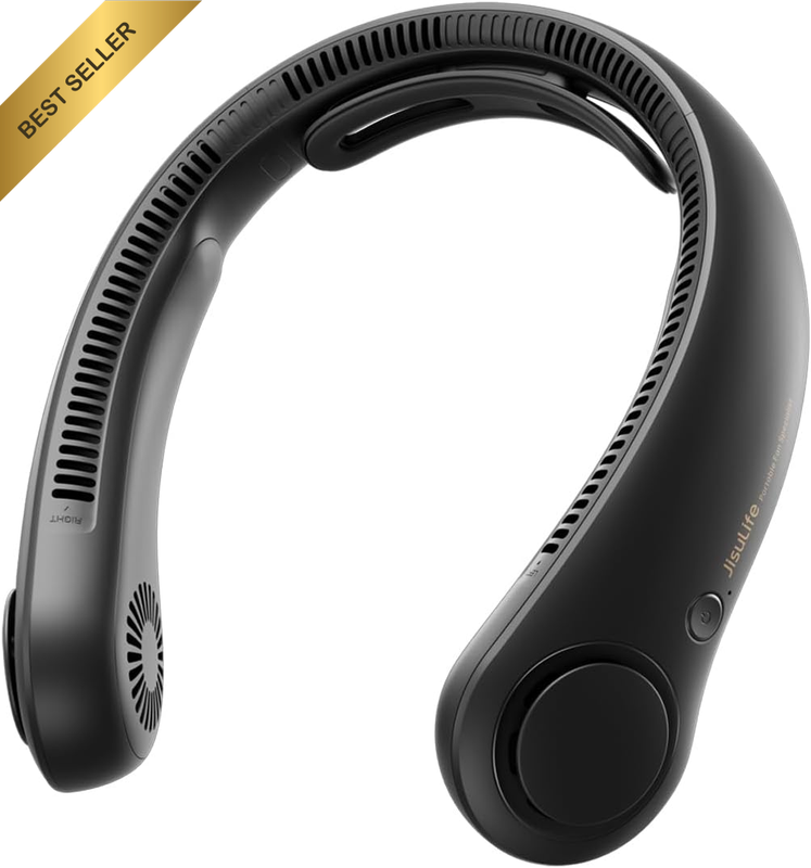 Portable Neck Fan, 5000mAh Bladeless, 5-Speed Rechargeable (Black)
