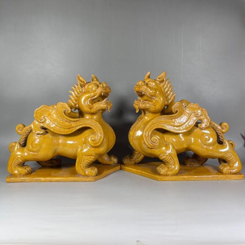 Yellow Enamelled Dragon Beast Of Song Dynasty Of China