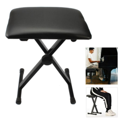 X-Style Piano Bench Padded Chair Seat Adjustable Height Keyboard Stool Black