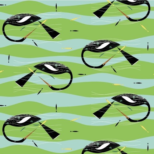 Charley Harper•Ford Times Birds Vol 1 Angina Poplin Fabric 1yd•BTY•Organic Cotto