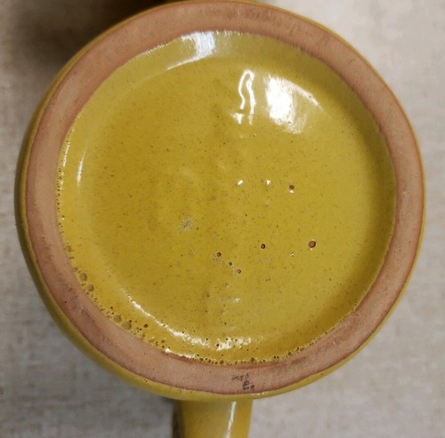 VINTAGE PAIR OF FRANKOMA YELLOW C3 COFFEE MUGS