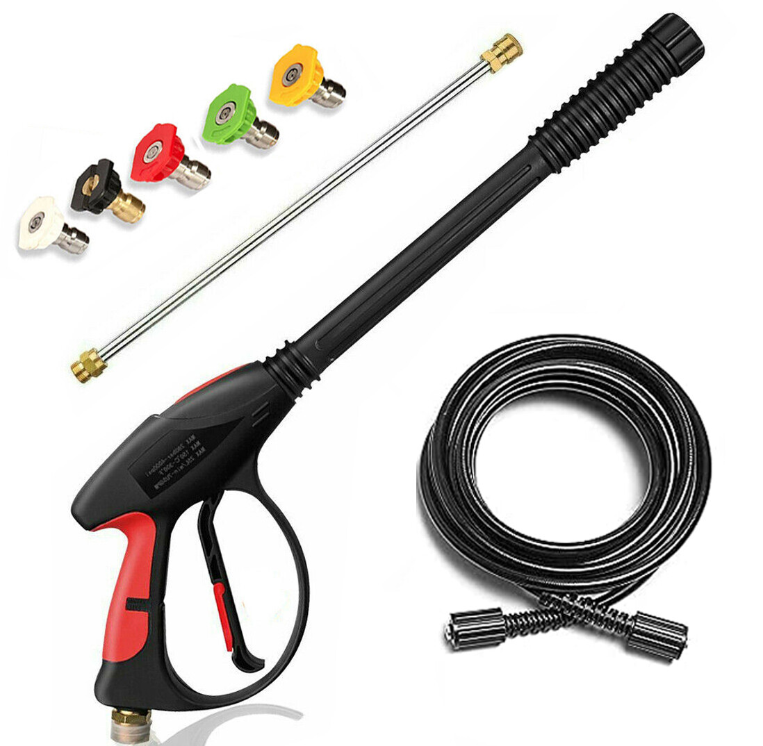 4000PSI Car Pressure Power Washer Spray Gun Wand Lance Nozzle Tips Hose Kit M22