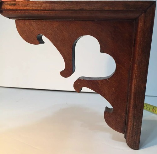 Wood Corner Corbels Pair - Heart -Hanging Hardware Attached Wooden 7” X 7”