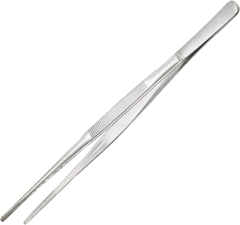 1Pc 30Cm 304 Stainless Steel Kitchen Fine Tweezer Tongs, Cooking Tweezers Straig