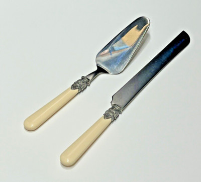 EME Inox Italy Flatware NAPOLEON IVORY Serrated Cake Knife & Serving Spatula Set