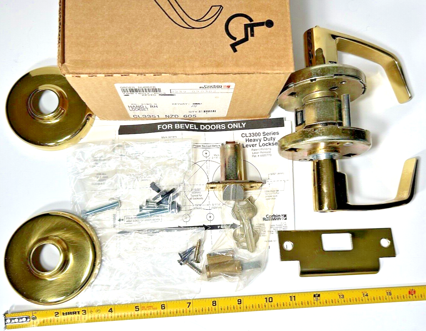 Corbin Russwin CL3351 NZD 605 RH Lever Lockset NIB CL3300 Series Heavy Duty