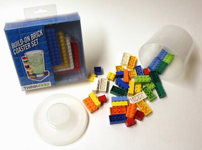 ThinkGeek Build-On Brick Coaster Set with Lego Brick Set 2014