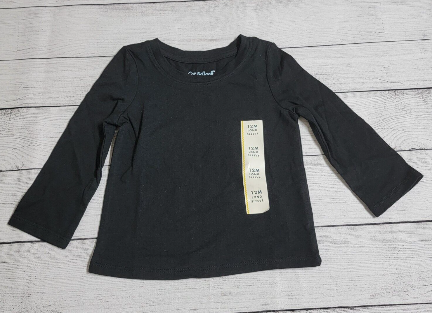 Cat & Jack Basic Long Sleeve T-Shirt Toddler Girls Size 12M Black