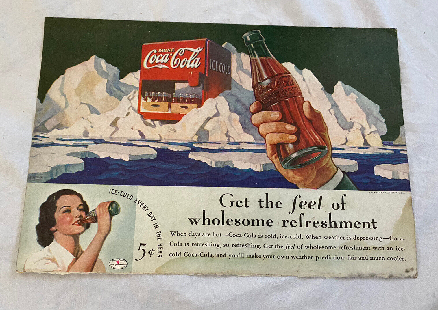 1936 Coca-Cola soda magazine ad get the feel of wholesome