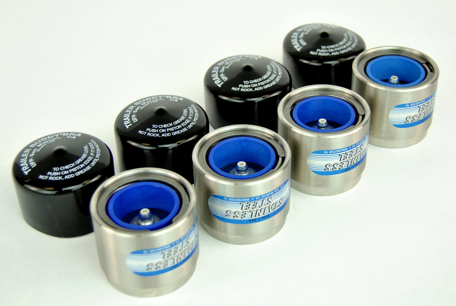 (4) 1.98 Stainless Steel Boat Trailer Bearing Buddy w/ Protective