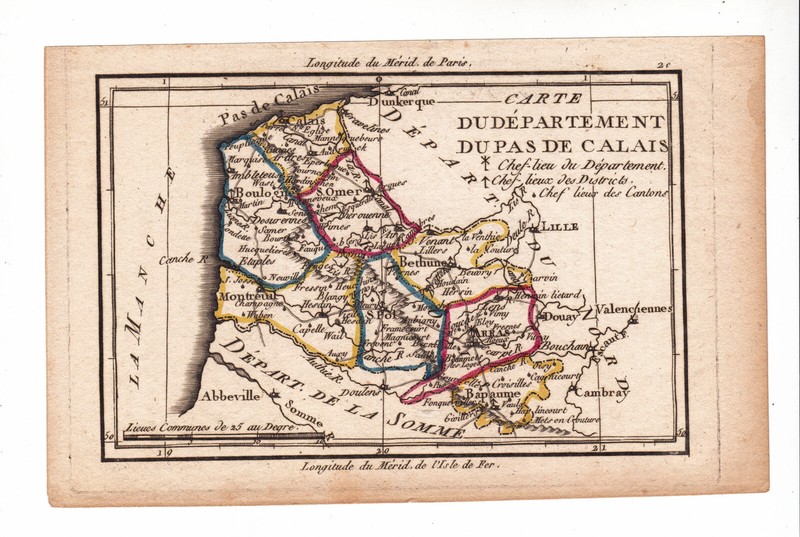 Carte GÃ©Ographique Xviiie DÃ©Partement Pas De Calais 1793 RÃ©Volution