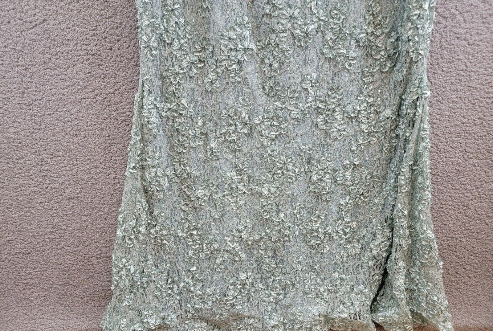 XSCAPE Plus Size Embellished Lace Off-The-Shoulder Gown Women's 22W Sage Zip - Picture 4 of 16