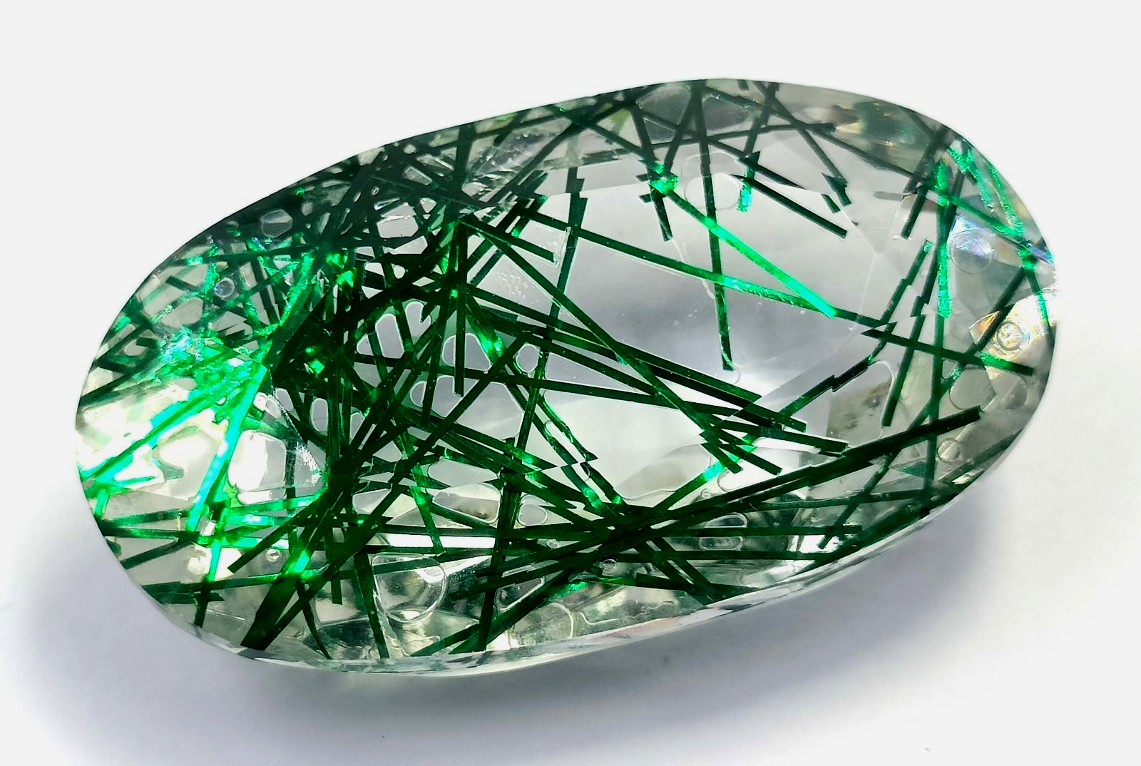 Natural Green Rutilated Quartz 83.0 Ct Oval Shape EGL Loose 6YGB