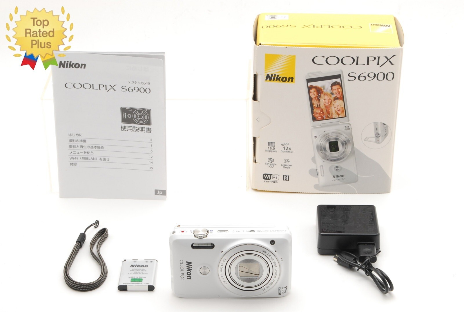 EXC+5 in Box] Nikon COOLPIX S6900 White 16.0MP Digital