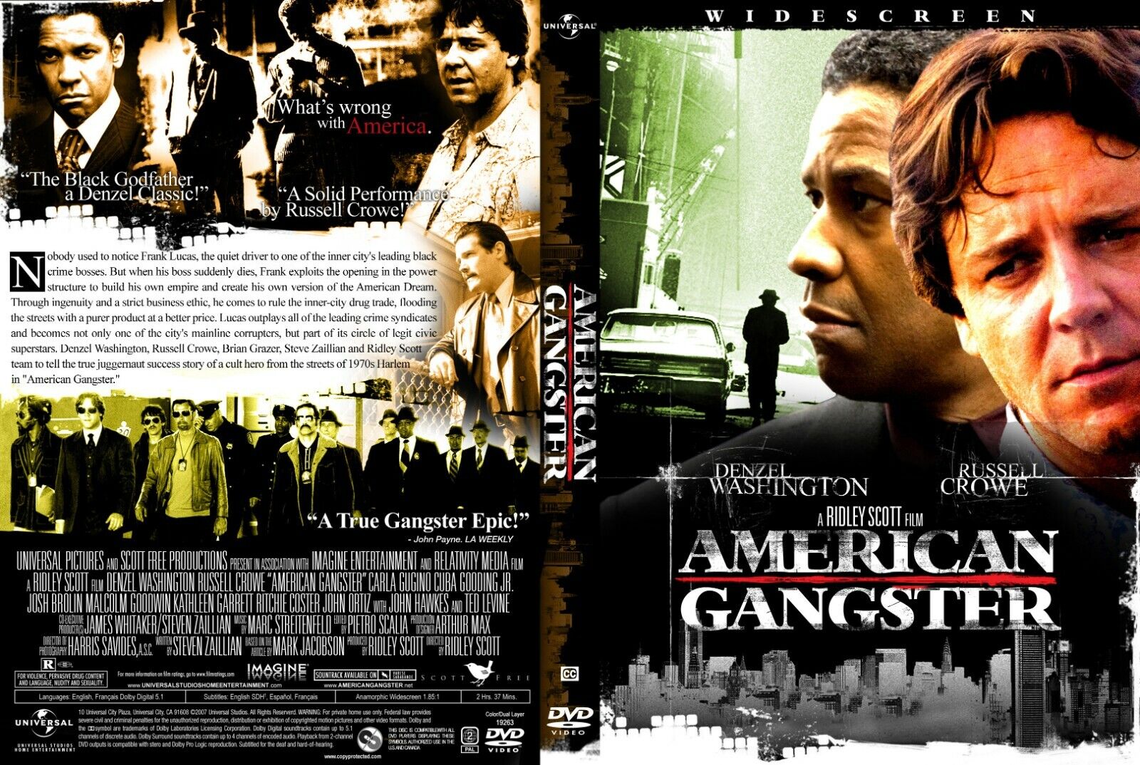 American Gangster 2-Disc DVD Only Crowe Washington No Art American Gangster 2-Disc DVD Only Crowe Washington No Art