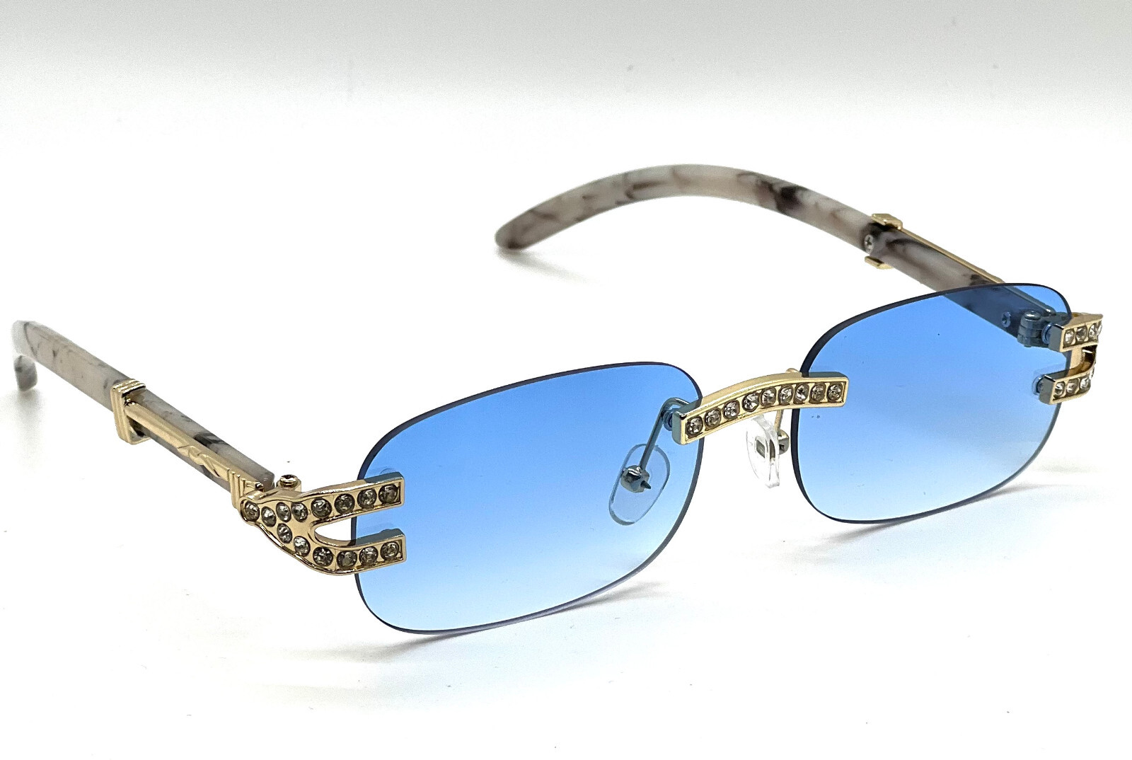 小物 New Brand Design Gentlemen Sunglasses FASHION DESIGNER DIAMOND SUNGLASSES MEN HIP HOP BLUE LENS