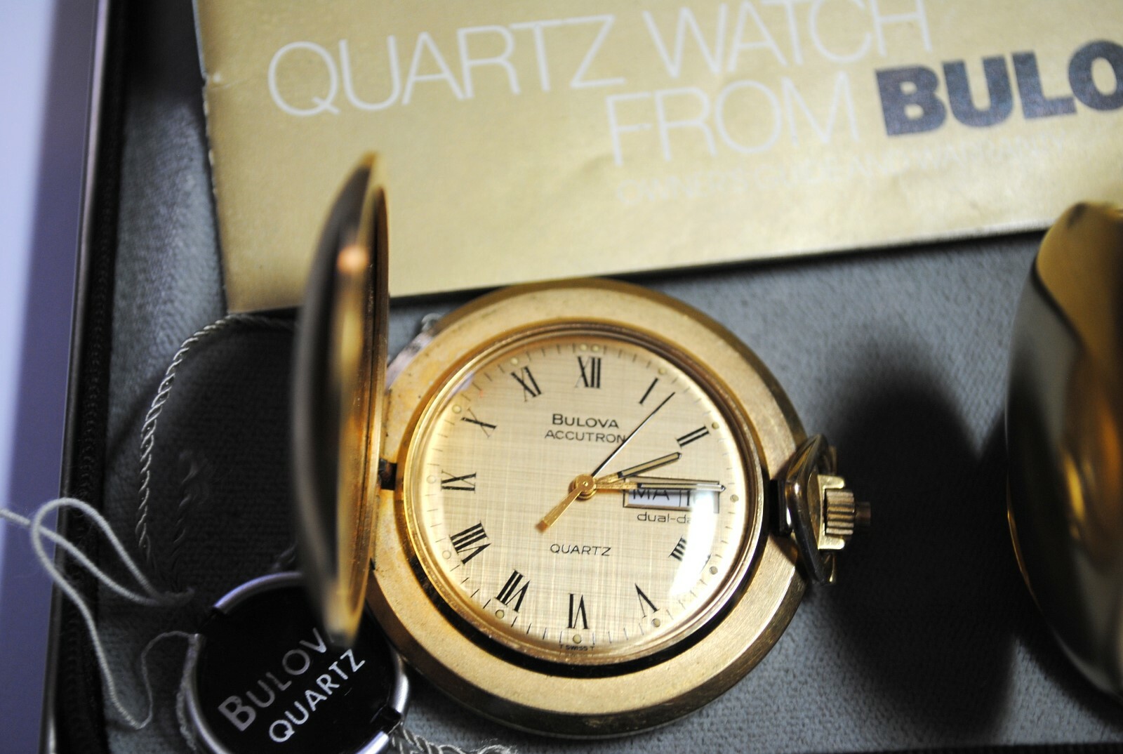 Lot of (2) Vintage Bulova Accutron Mechanism Day Date Quartz Pocket Watches