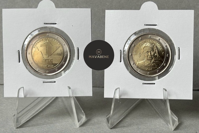 Italia 2024 Guardia Di Finanza + Montalcini Monete 2 Euro Moneta Nuova Fdc