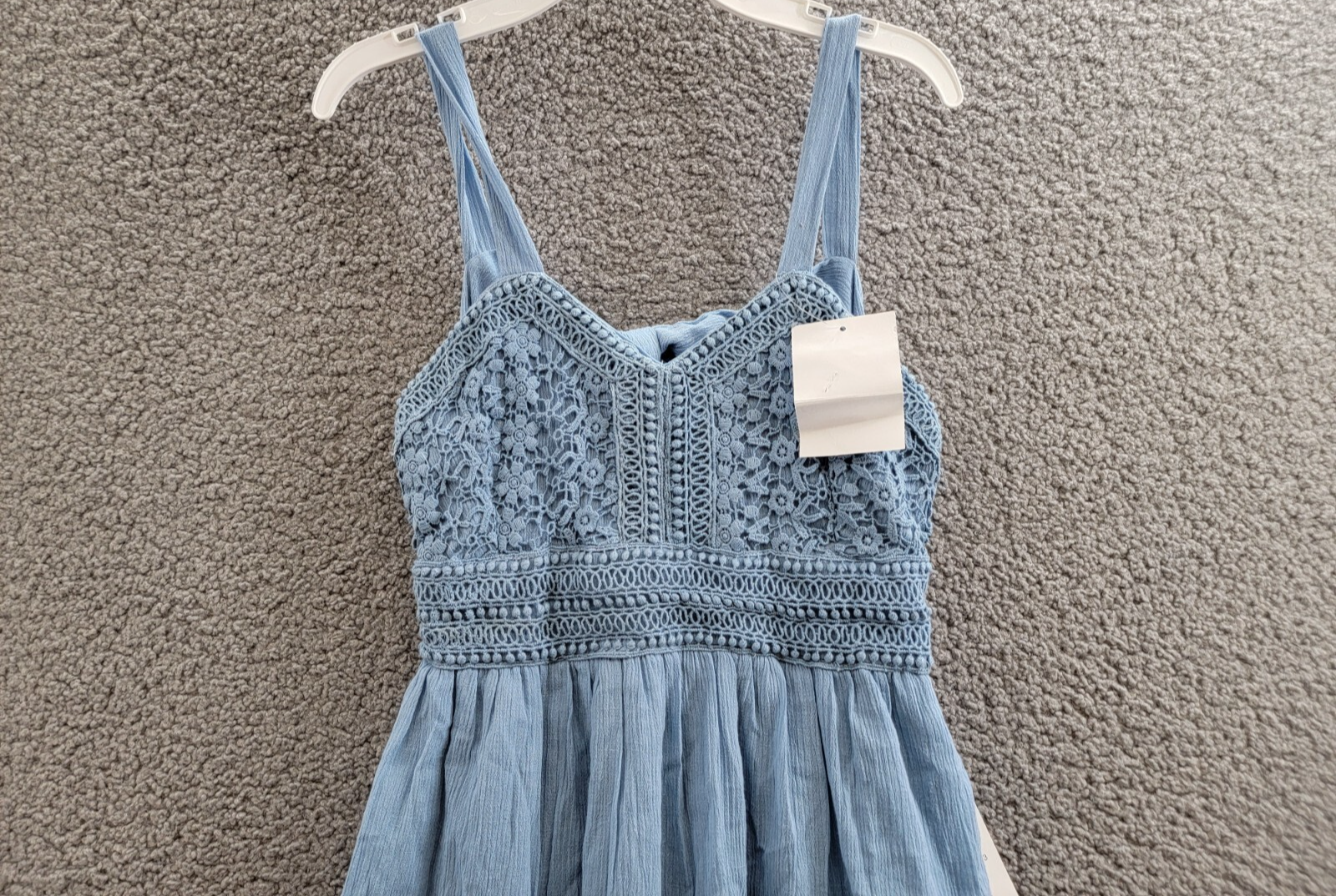 Rare Editions Sleeveless A-Line Dress Big Girls 14 Blue V-Neck Embroidered - Picture 3 of 14