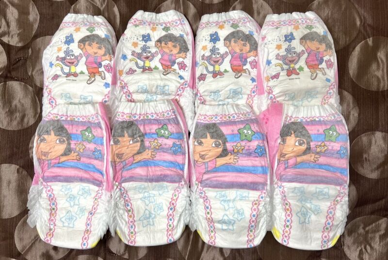 RARE Vintage 2003 Pampers Feel N Learn Easy Ups DORA Girls Size 3T-4T - Lot of 8
