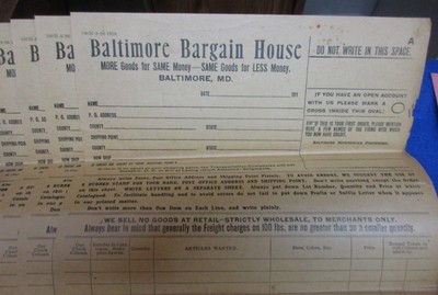 1910 Baltimore Bargain House Baltimore Maryland Order Forms Envelopes ++