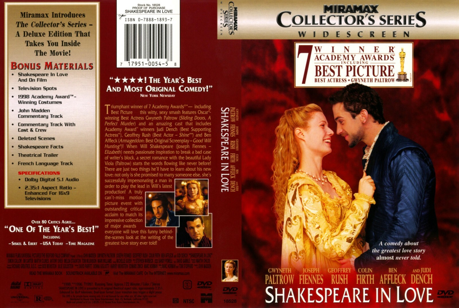【中古】 DVD海外版 恋におちたシェイクスピア Shakespeare in Love Miramax Collector s Series Gwyneth Paltrow Shakespeare in Love (DVD) 717951003102| eBay