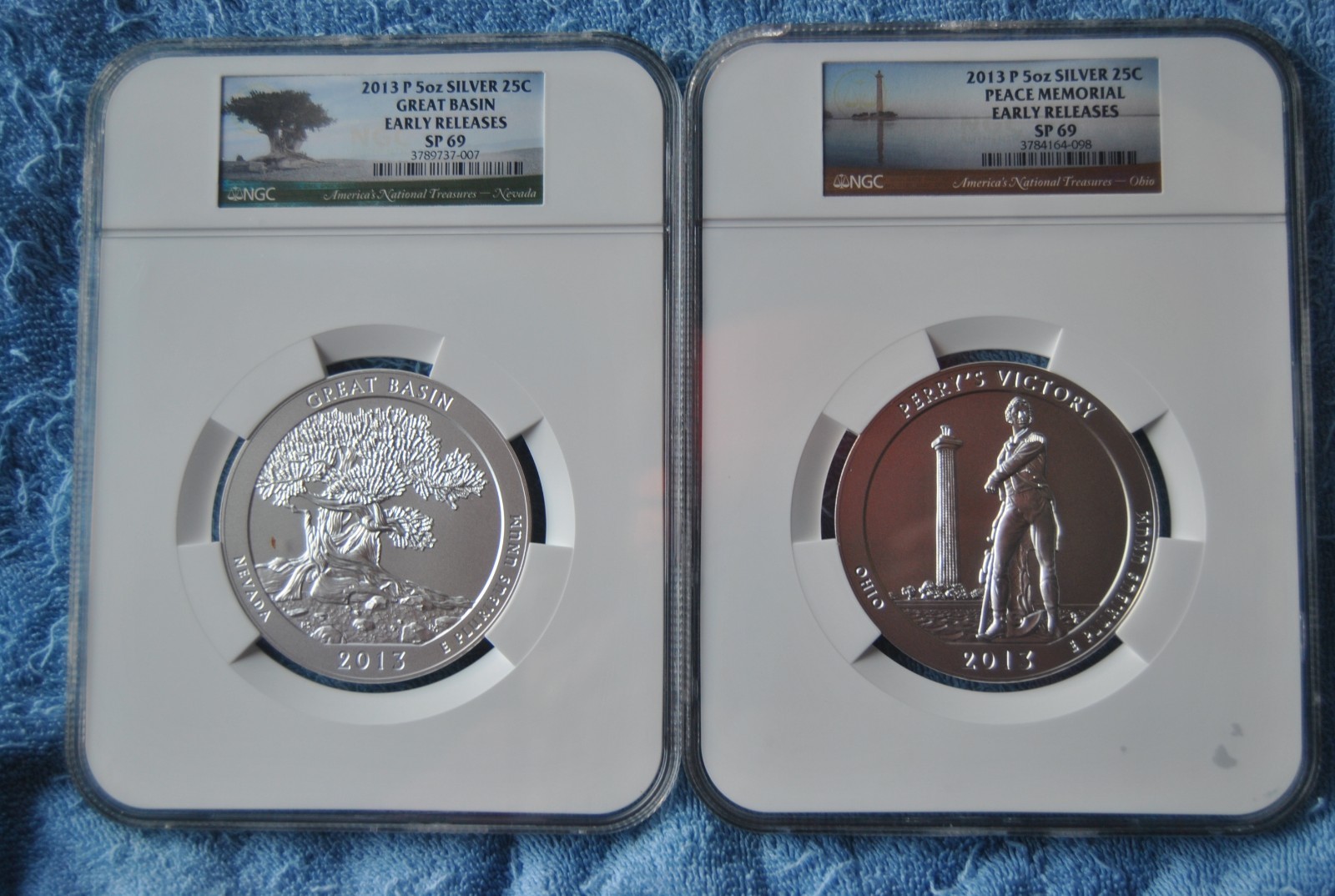 2013, NGC, America the Beautiful 5 ounce set, SP69, Early releases